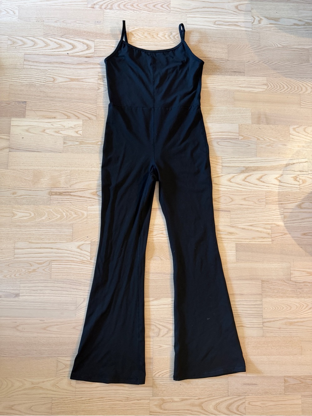 Stretchy Black Women's Jumpsuit - Sleek Flared Leg